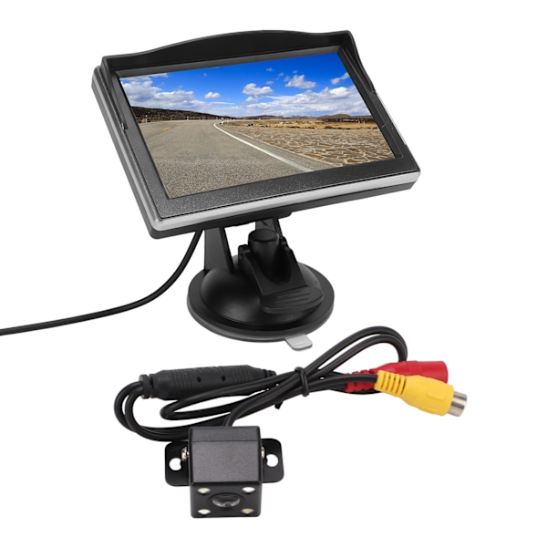 Backkamerasystem Kit 5in Backspegelmonitor V1 V2 Videoingång Hög Definition 12‑24V för Fordon 4LED Ljuskamera