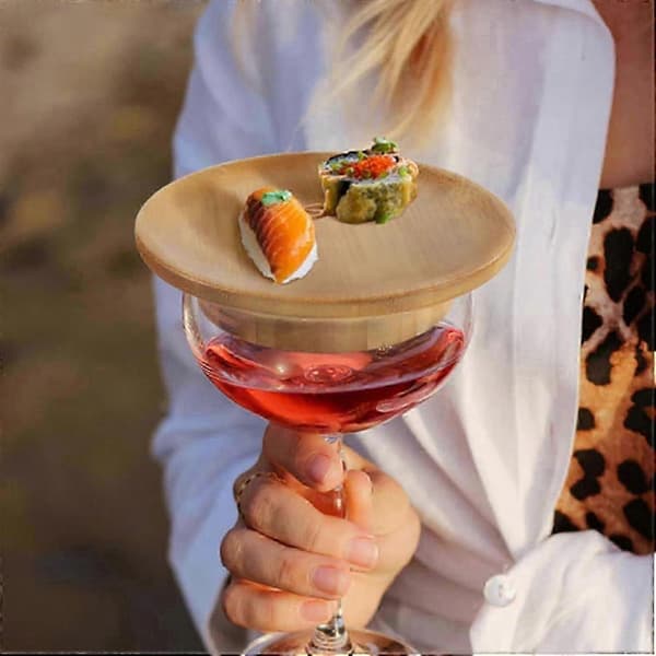 6 stykker bambus vinglasdekorationer til charcuteri og aperitifstyling