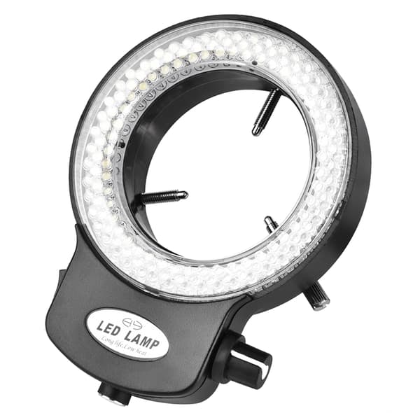 【03】Justerbar lysstyrke 144 LED-ringlys til mikroskopkamera (sort, amerikansk stik)