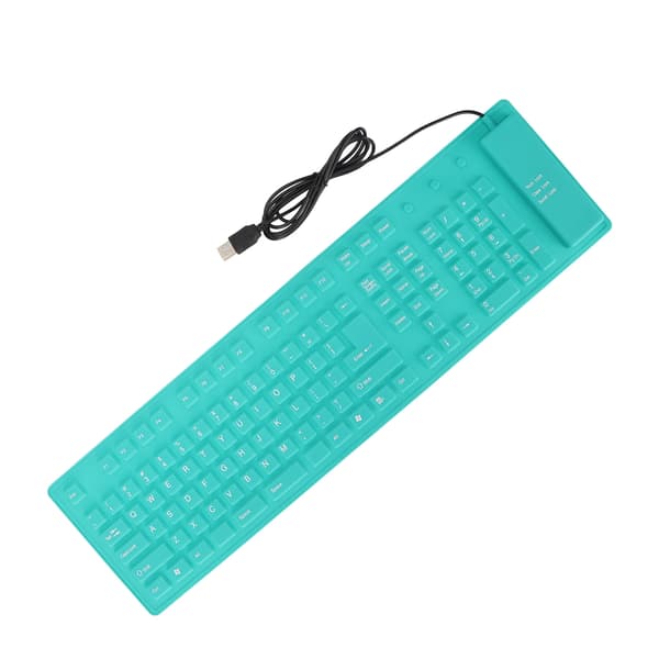 Foldbart Silikone Tastatur 108 Taster Silikone Foldbart USB Kablet Vandtæt Lydløs Skrivning Fuld Forsegling Foldbart Tastatur Grøn