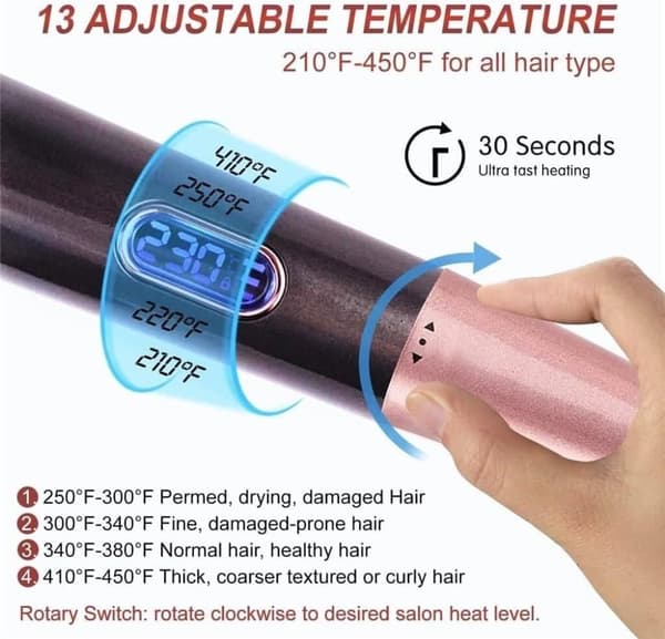 【03】2-i-1 Plattång & Locktång, Professionell Keramisk, Vått/Torrt Hår, LCD, Justerbar Temperatur