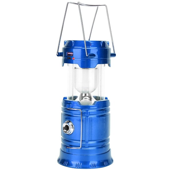 Bärbar Solar LED Camping Tält Lampa USB Infällbar Nödlampa Campinglykta Ficklampa Blå