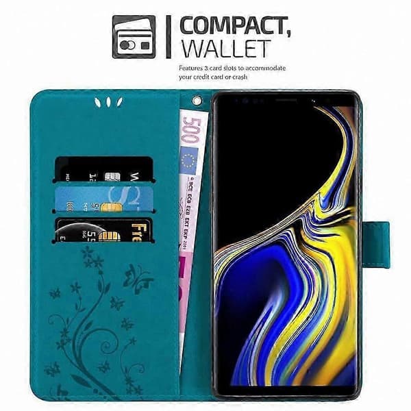 Kukkakuvioinen puhelinkotelo korttipaikalla Galaxy Note 9 -suojakuorelle FLORAL BLUE Galaxy NOTE 9