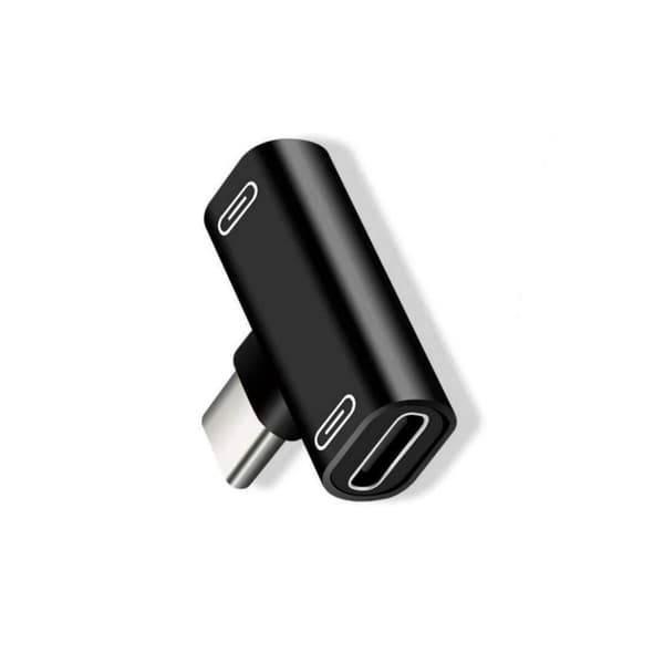 2 stk. USB-C til to USB-C-adaptere, der muliggør samtidig opladning og musikafspilning.