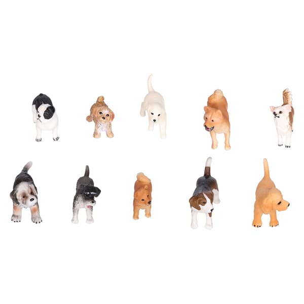 10 stk. Mini Hundefiguriner Legetøjs Sæt Håndmalet Plastik Simuleret Hvalpefigurer Legesæt 10 Sæt