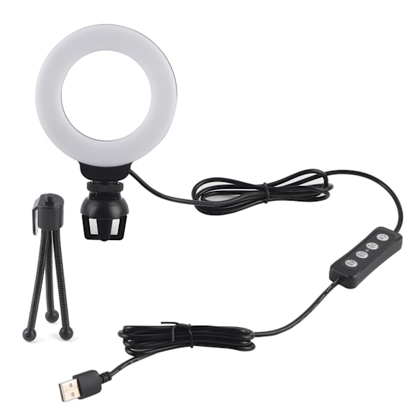 4in LED Dæmpbar Ring Light Selfie Fill Light med Klips til Live Video til Laptop Tablet PC