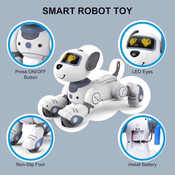 【03】Fjärrstyrd Robothund, RC Interaktiv Intelligent Gående Dansande Robotleksak GRAY