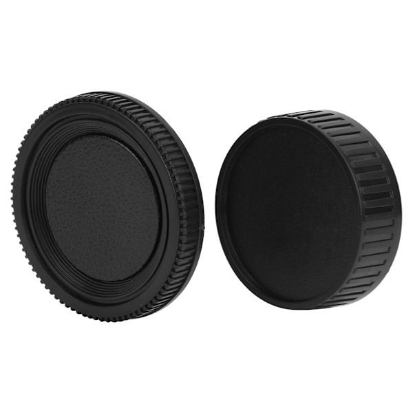 Svart Plast Bärbar Lins Bakre Skydd Kropp Främre Lock Kit Passar Minolta MD Mount Kamera
