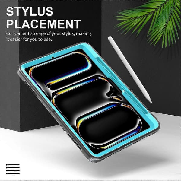 För iPad Pro 13 (2024) Fodral Stödfunktion PC + TPU Robust Skydd Med Axelrem - Blå, zxl Mint Green