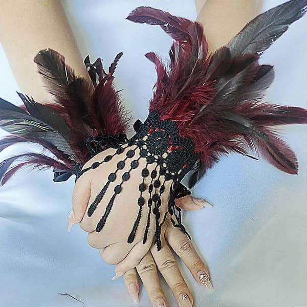 Andningsbara spetshandskar för häxor Halloween-kostymtillbehör Perfekt för cosplay och temafester Blue