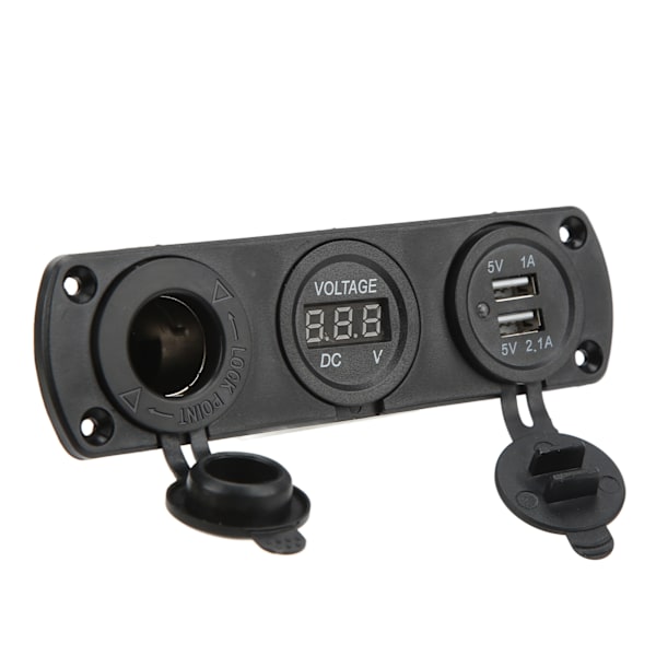 3 i 1 Oplader Panel Dobbelt USB Udtag Panel Cigarettænder Udtag LED Digital Voltmeter til Lastbil Marine RV