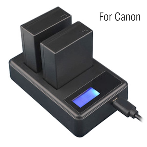 SEIVI LP E12 Bærbar Kamerabatterioplader Opladning LCD Elektrisk Mængde Display Dobbelt Slot til Canon