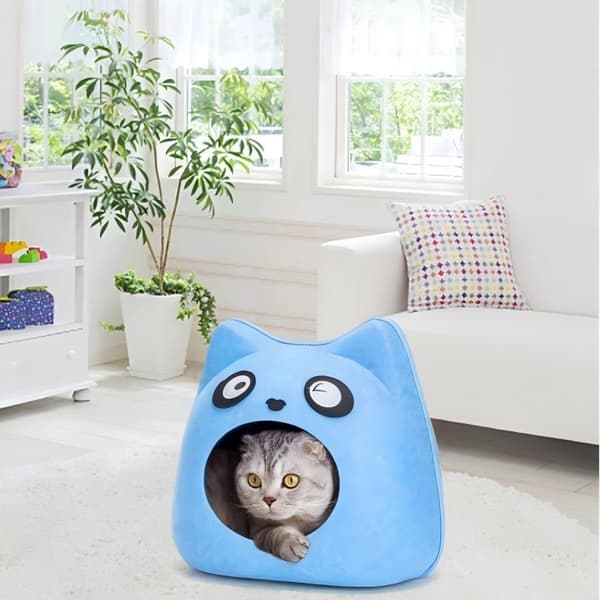 Katteseng med Panda-design, lukket og vaskbart hus