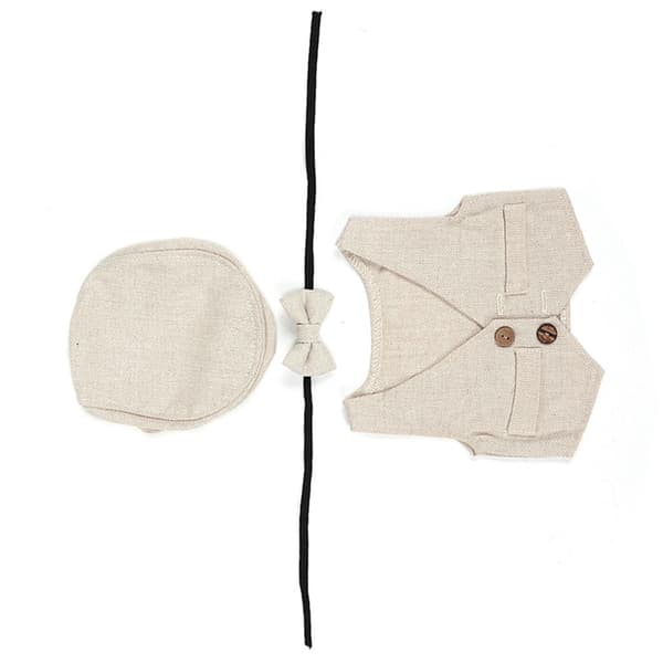 Tredelad väst Barnfotografering Bomullsull Klädset för 0-1 Månad Baby (Beige)
