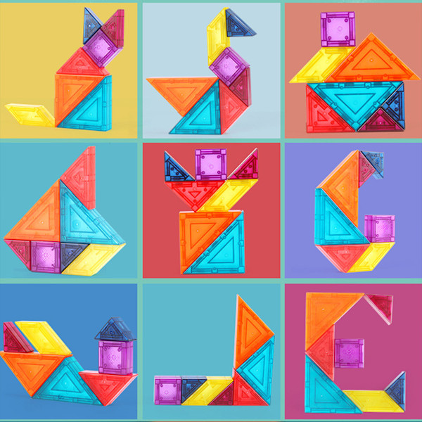 3D Magnetisk Tangram Byggeklodser Børn Hjernevrider Formgenkendelse Tangram