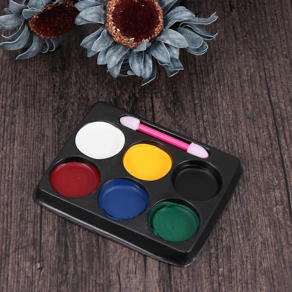 6 farver Halloween børneansigtsmaling sæt tegning kropsmaling kit med pensel til fest børne makeup