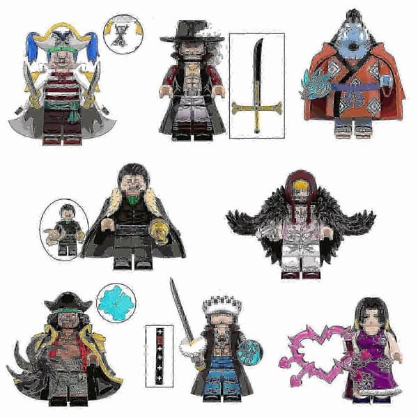 8-delade One Piece Mini Actionfigurer: Anime Byggklossar för Barn