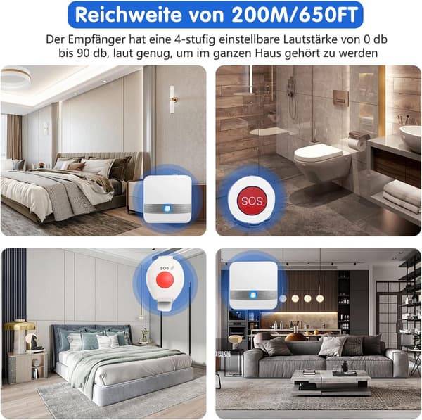 【03】Elderly alarm bracelet, wireless home alarm, wireless home alarm system, elderly alarm, suitable for elderly, sick, disabled