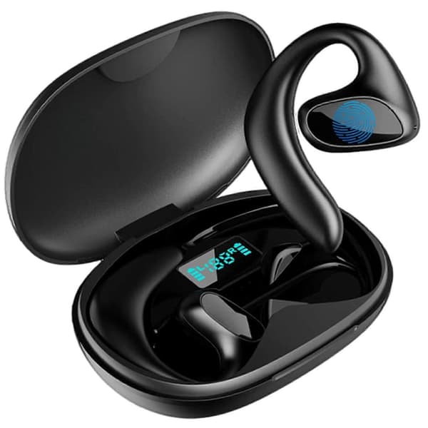 【03】Talkbuds Translator, Qinux Talkbuds, Oversættelseshovedtelefoner med Bluetooth og App (Sort)