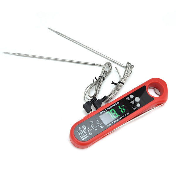 Vikbar Mat Termometer Multi Sond Alarm Digital Temperaturmätare för Grill Ugn