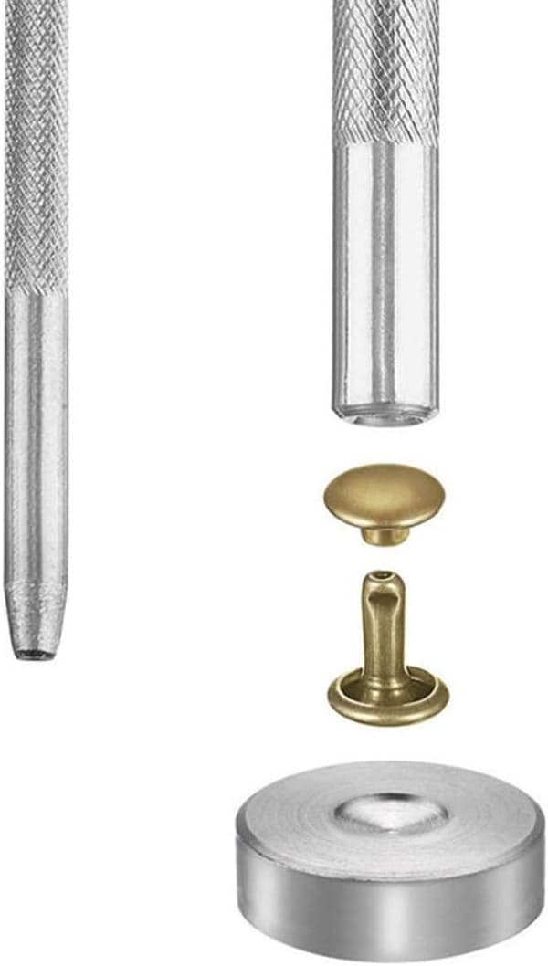 240-delars set med 6 mm/8 mm dubbelsidiga tryckknappar, inklusive tryckknappar och fästverktyg.