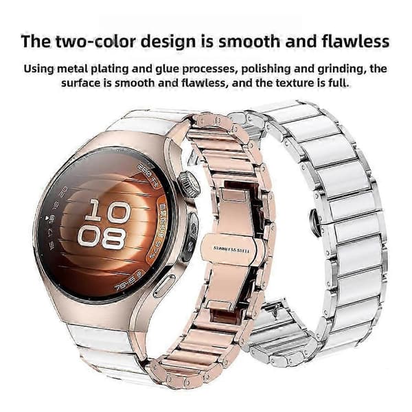 Kompatibel med Huawei Watch 5 42mm urrem i rustfrit stål med keramiklignende finish -Z Silver
