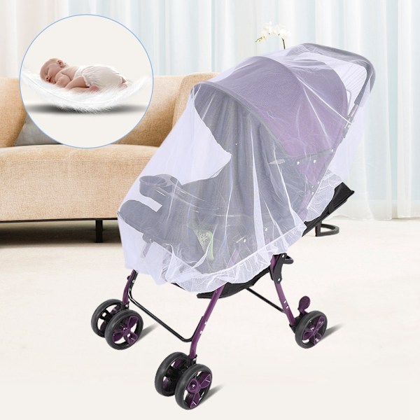 1 st Baby Barnvagn Myggnät Insektsnät Buggy Säkert Skydd Mesh Cover (Vit)