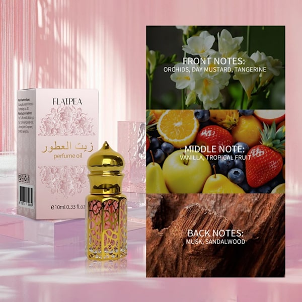 Arabisk roll-on parfymdripstick. Alkoholfri. Blommig gourmanddoft. Långvarig doft. Bärbar.