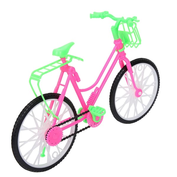 Legetøjs Cykel i Plastik med Kurv til Pin Dukke Udendørs Tilbehør