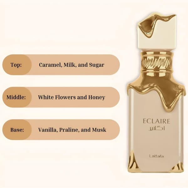 【03】Eclaire EDP 100ml - Lattafa, en højkvalitets chokolade gourmand duft, sød og charmerende, velegnet til kvinder.