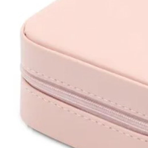 Liten smyckeskrin minimalistisk PU-läder bärbar rese smyckesorganisatör rosa