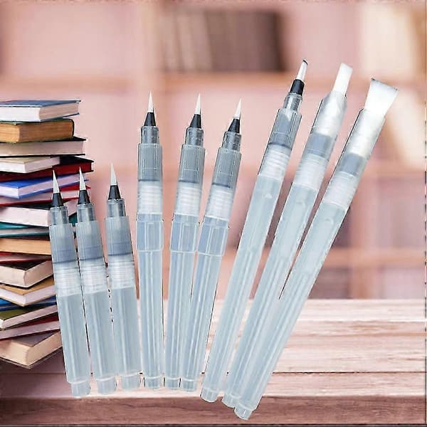 Akvarellpennor, PP-nylonhylsa, tryckkontrollerat bläckflöde, lätt att rengöra, 9-pack, 19 x 2 cm