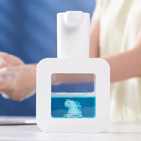 Beröringsfri Automatisk Sensor Tvåldispenser Tecknad Djur Vattentät Smart Skum Tvåldispenser Vit