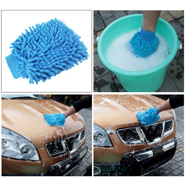 Dubbelsidiga Chenille Mikrofiber Tjocka Repfria Biltvättshandskar