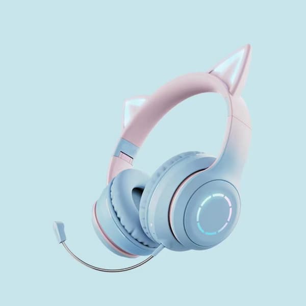 Over-ear Bluetooth-hörlurar med söt kattöronsdesign, trådlösa Bluetooth-hörlurar