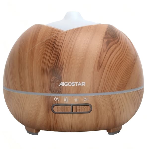 Aigostar 350 ml træaroma diffuser, lydløs 5W, luftfugter med natlys, tilbehør til soveværelse og kontor