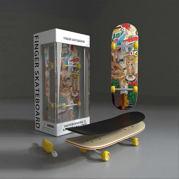 Mini træfinger-skateboards legetøj mod angst sensorisk fingerlegetøj skrivebordslegetøj til børn voksne fødselsdag børnedag E