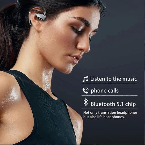 【03】[14Y] Talkbuds Translator, Qinux Talkbuds, Oversættelseshovedtelefoner med Bluetooth og App (Sort)