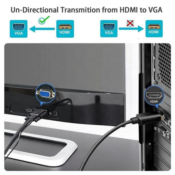 HDMI til VGA-kabeladapter 1,8 m, VGA-konverter, HDMI til VGA-konverterkabel