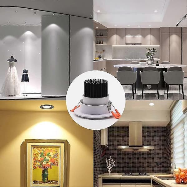 x LED infällda spotlights, 5W COB, kallvit 6000K, IP44 (vit) (öppning: 75 mm)