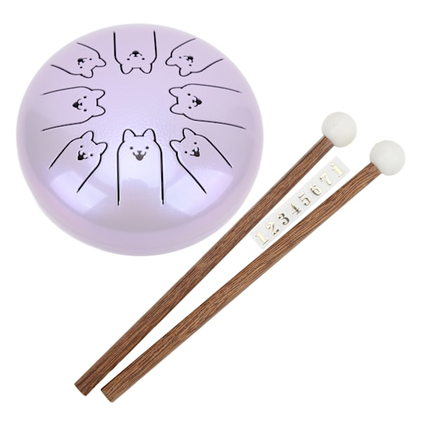 Tungtrumma i legerat stål 8 toner 5,5 tum Chakra Tank Eterisk Lotus Handpan Lavendel 12 Zodiak Hund