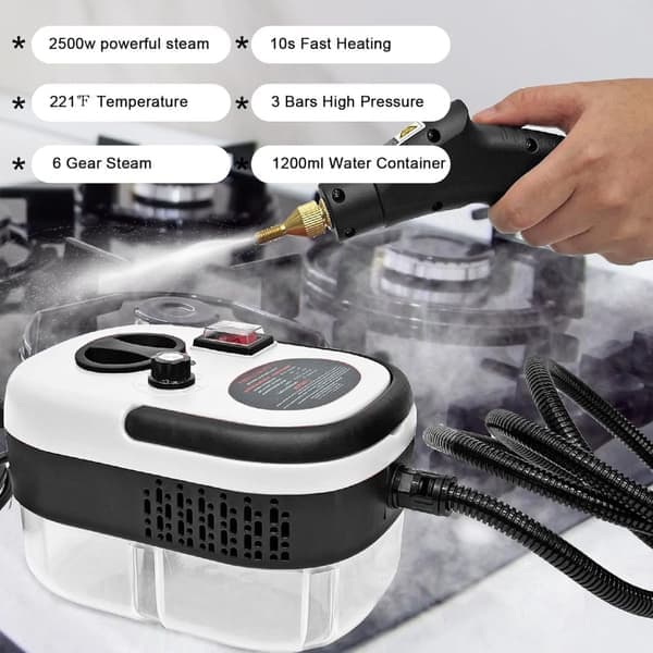 【03】Højtryks 2500W Damprenser med 3 Børster & 6 Indstillinger