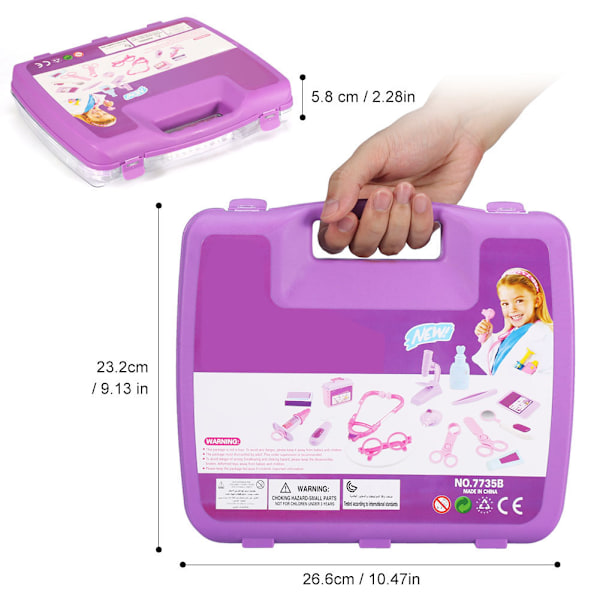 Barn Leksak Rollspel Läkare Kit Utrustning Sjuksköterskeväska Leksak Present Rosa/Lila