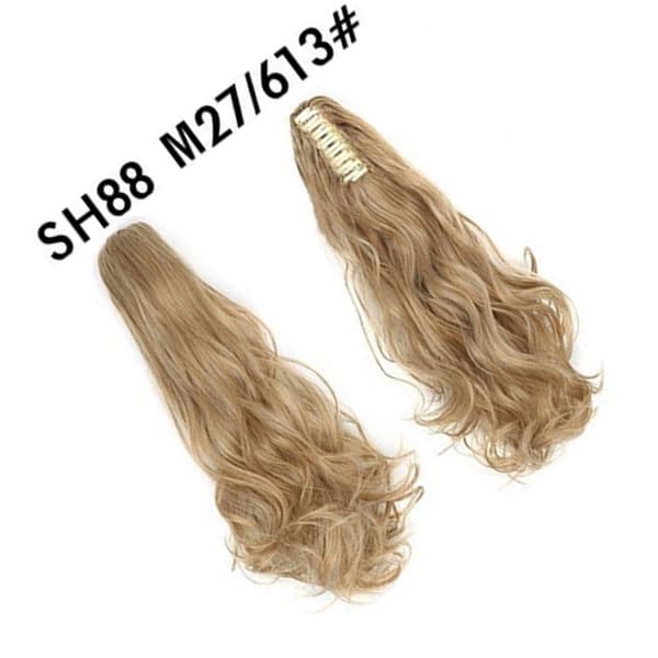 Long Wavy Ponytail Wig with Clip - Light Brown High Temperature Fiber Hair Extension Model 5
