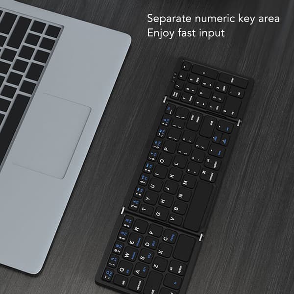 Foldbart Bluetooth-tastatur i lommeformat med 81 taster og numerisk tastatur