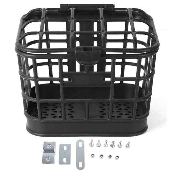 【03】Bicycle Front Basket Large Capacity Anti-extrusion Black PC Material Detachable Bicycle Basket with Lid for Electric Bicycle
