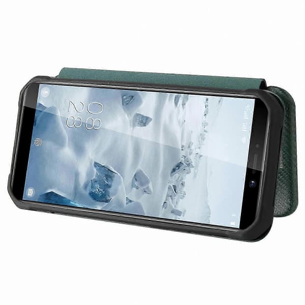 Flipcover med kulfiberstruktur og kortplads til robuste smartphones Green