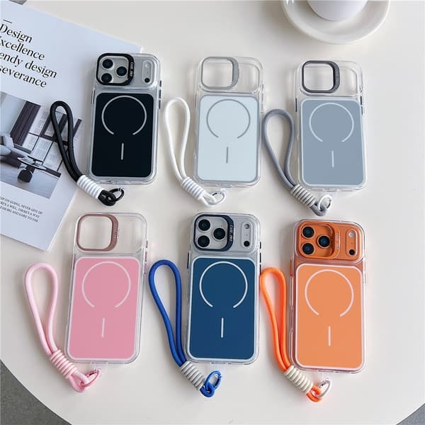 【03】Mobilcover til iPhone 17 Pro Max MagSafe med håndrem og linseholder Blå Blå 71