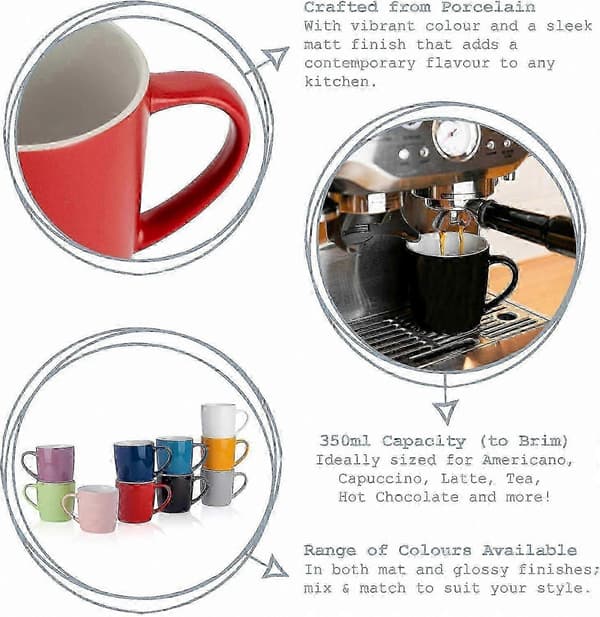 2-pak stentøjskrus, 350 ml grå matte kaffekopper med hank til te, latte, cappuccino