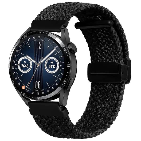 För Garmin Forerunner 265/255/Vivoactive 4/Venu 2 22 mm nylonarmband + vikbart spänne Black